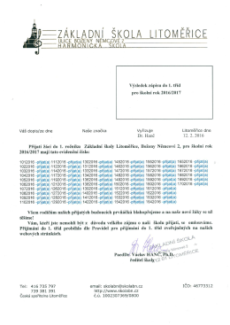 přijat&eacute; děti - Z&aacute;kladn&iacute; &scaron;kola Litoměřice, Boženy Němcov&eacute; 2