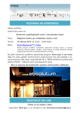 Pozvánka na Konferenci audiologických sester s