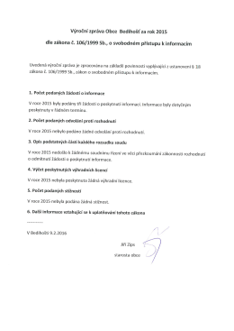 Výroční zpráva Obce Bedihošť za rok 2015 dle zákona č. 106/1999