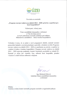 Semináře Programu rozvoje venkova v roce 2016