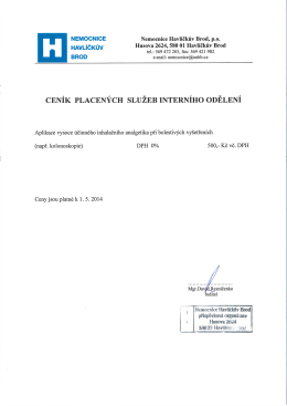 CEN&Iacute;K PLACEN&Yacute;CH SLUŽEB INTERN&Iacute;HO ODĚLEN&Iacute;