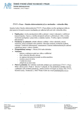 Fakulta přijme mechanika - vedouc&iacute;ho d&iacute;lny