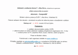 Výběrové řízení - Základní Umělecká Škola Františka Jílka