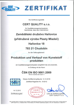 Zertifikat ISO 9001:2009