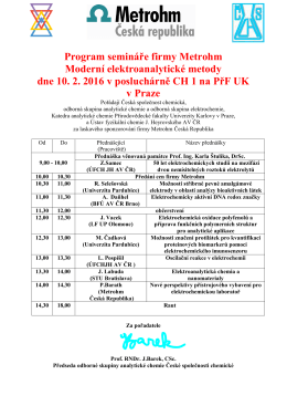Program semináře k 90 - Česká společnost chemická