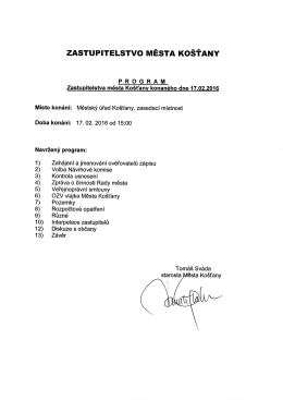 ZASTUPITELSTVO MĚSTA KošTANY
