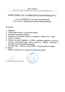 pozv&aacute;nka na zased&aacute;n&iacute; zastupitelstva