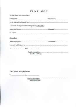 Plná moc k ohlášení změny trvalého pobytu dítěte