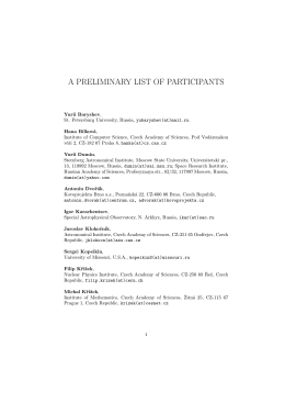 A PRELIMINARY LIST OF PARTICIPANTS