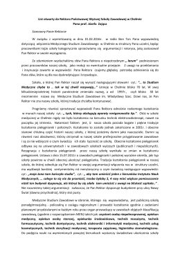 List otwarty do Rektora Państwowej Wyższej Szkoły - medyki