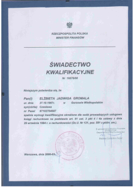 Świadectwo Kwalifikacyjne
