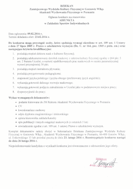 DZIEKAN Zamiejscowego Wydziału Kultury Fizycznej w Gorzowie
