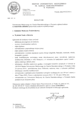 Szczeg&oacute;łowe informacje - Uniwersytet Medyczny im. Karola