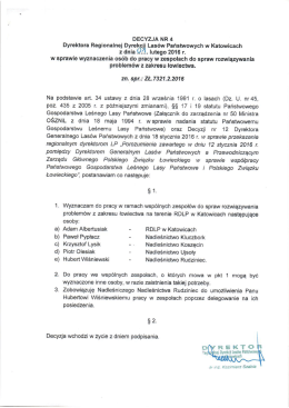Decyzja nr 4 Dyrektora RDLP w Katowicach w sprawie zespołu ds