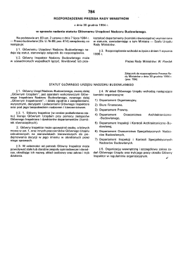 784 ROZPORZĄDZENIE PREZESA RADY MlNlsTR&oacute;W