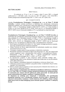 Decyzja w sprawie zezwolenia lokalizacji sieci