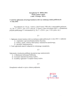 Zarządzenie Nr 0050.6.2016 Wójta Gminy Łuków z dnia 10 lutego