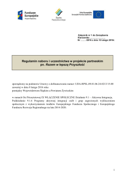 Regulamin naboru i uczestnictwa w projekcie partneskim pn. Razem