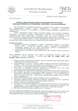 UNIWERSYTET WARSZAWSKI l l WCh WYDZIAŁ CHEMII 0—