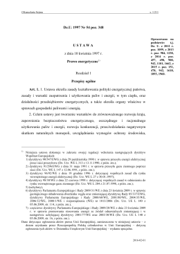 ustawy z dnia 10 kwietnia 1997 r. Prawo Energetyczne