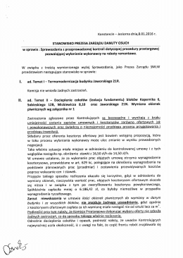 Stanowisko Zarządu &ndash; dot. procedury przetargowej