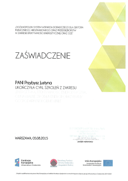 Zaswiadczenie ze szkolenia Doradztwo
