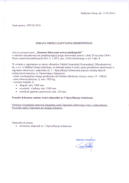 zmiana treści zapytania ofertowego