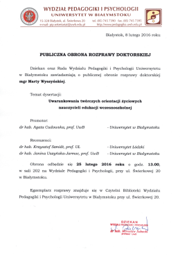 Wydział Pedagogiki i Psychologii