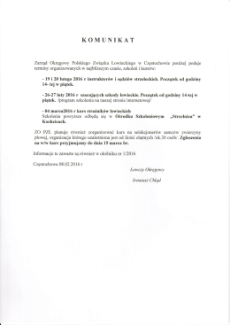 Terminy Kurs&oacute;w i szkoleń 2016