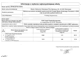 Informacje o wyborze najkorzystniejszej oferty
