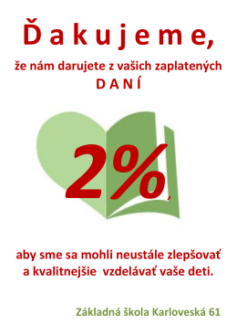 Poukázanie 2 % z dane - ZŠ Karloveská 61