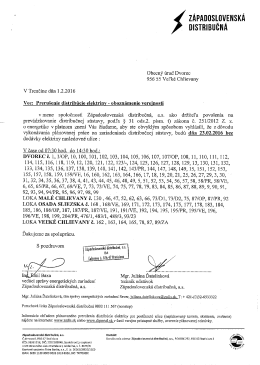 Preru&scaron;enie distrib&uacute;cie elektriny dňa 23.2.2016.