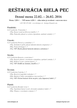 denné menu - mobil - Reštaurácia Biela Pec