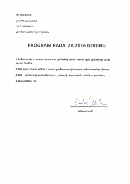 CINDRIĆ-PROGRAM RADA 2016