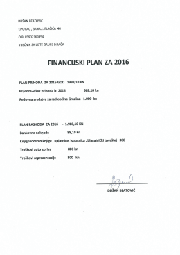 FINANCIJSKI PLAN ZA 2016