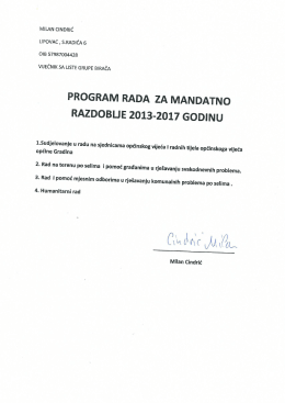 CINDRIĆ-PROGRAM RADA 2013-2017