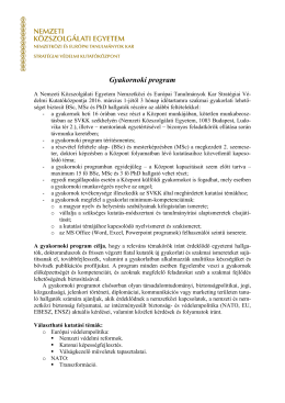 Gyakornoki program - Nemzetközi és Európai Tanulmányok Kar