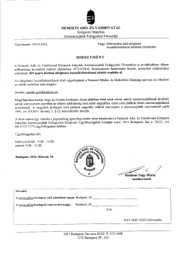 NEMZETI ADÖ- És VÁMHIVATAL - Nemzeti Adó