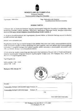 NEMZETI ADÓ- És VÁMHIVATAL