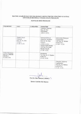 2015-2016 Bahar Yarıyılı İşletme Anabilim Dalı Üretim Yöntemi ve
