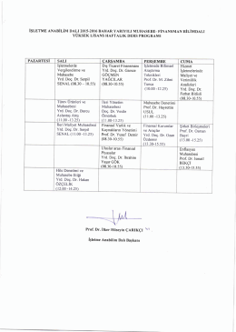 2015-2016 Bahar Yarıyılı İşletme Anabilim Dalı Muhasebe ve