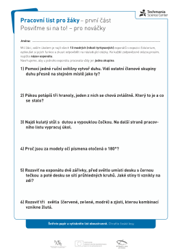 Pracovní list pro žáky - Techmania Science Center