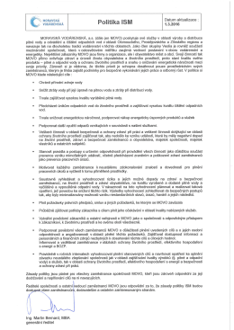 Politika MOVO - MORAVSKÁ VODÁRENSKÁ, as