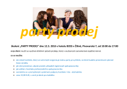 školení „PARTY PRODEJ“ dne 12.3. 2016 v hotelu BOSS v Žilině