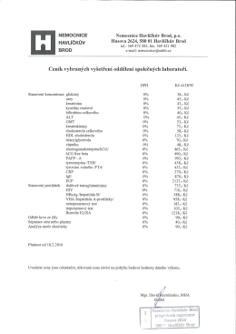 Ceník placených služeb zde - Nemocnice Havlíčkův Brod