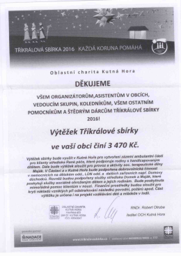 Tříkrálová sbírka 2016 v naší obci