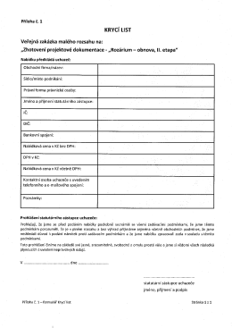 Příloha č. 1 – Krycí list