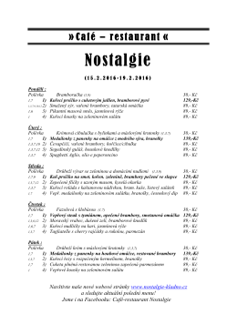 Polední menu - NOSTALGIE Restaurace Kladno