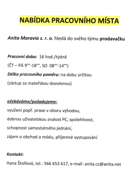 Pracovn&iacute; m&iacute;sto Anita