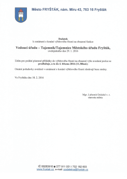 Město FRY&Scaron;T&Aacute;K, n&aacute;m. M&iacute;ru 43, 763 16 Fry&scaron;t&aacute;k